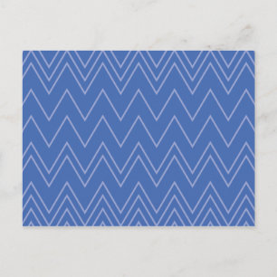Blue, modern, simple, cool, trendy zigzag pattern postcard