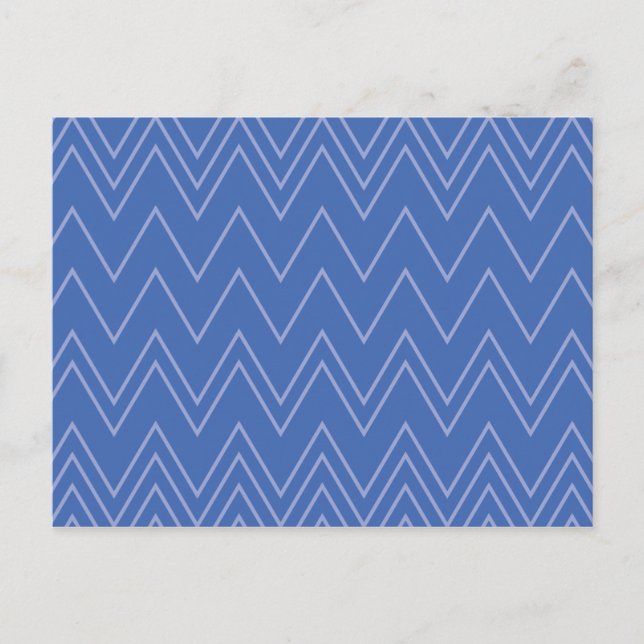 Blue, modern, simple, cool, trendy zigzag pattern postcard (Front)
