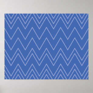 Blue, modern, simple, cool, trendy zigzag pattern poster