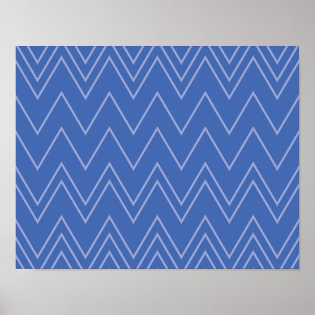 Blue, modern, simple, cool, trendy zigzag pattern poster (Front)