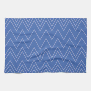 Blue, modern, simple, cool, trendy zigzag pattern tea towel