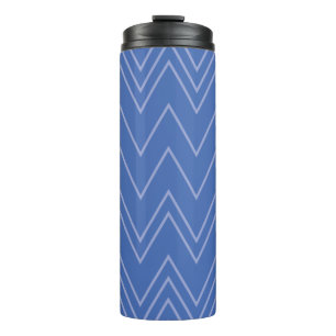 Blue, modern, simple, cool, trendy zigzag pattern thermal tumbler
