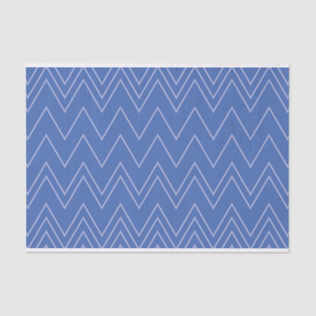 Blue, modern, simple, cool, trendy zigzag pattern tissue paper (Front)