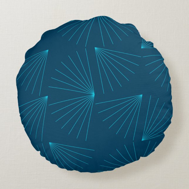 Blue, modern, simple light celebration concept round cushion (Back)
