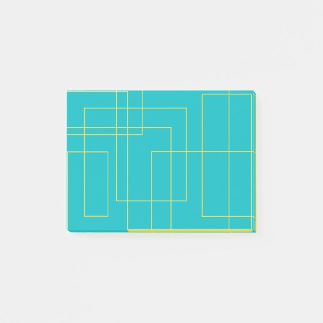 Blue modern, simple, minimal urban graphic art post-it notes (Front)