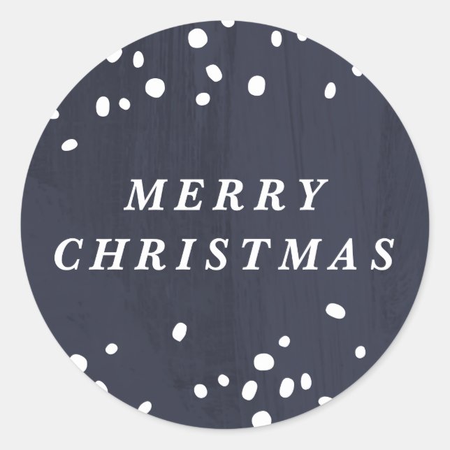 Blue Modern Snow Globe Merry Christmas Sticker (Front)