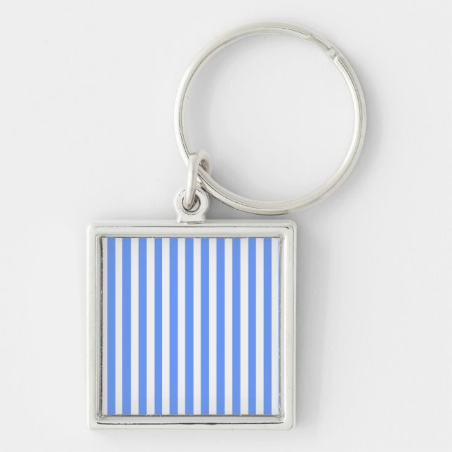 Blue Modern Stripes Key Ring (Front)