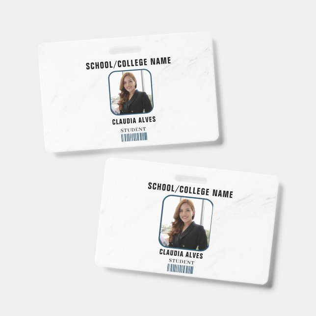 Blue  Modern Student Portrait Company  ID Badge (Front & Back)