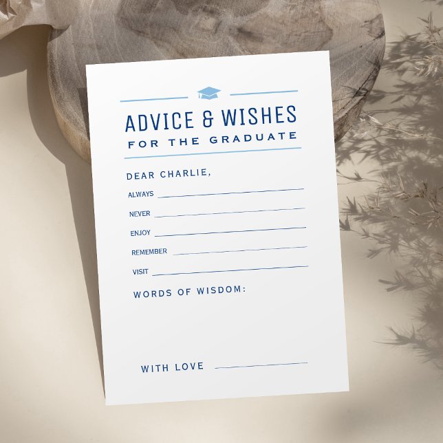 Blue Modern Typography Graduate advice & wishes  Card (Blue Modern Typography Graduate advice & wishes Card)