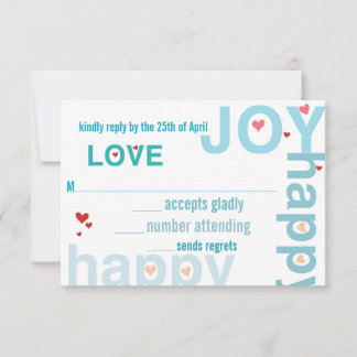 Blue Modern Typography Wedding RSVP Card