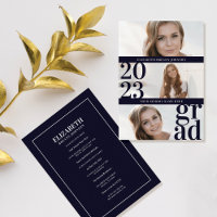 Blue Modern Unique Three Panel Photos Graduation