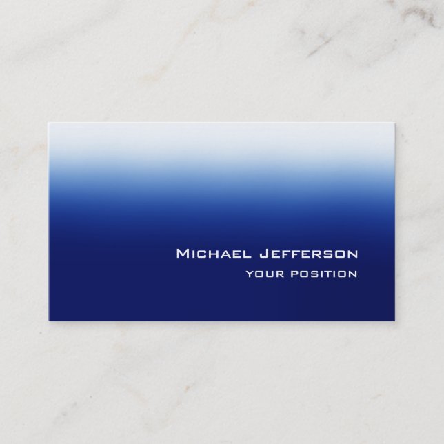 Blue Modern Unique Trendy Personal Business Card (Front)
