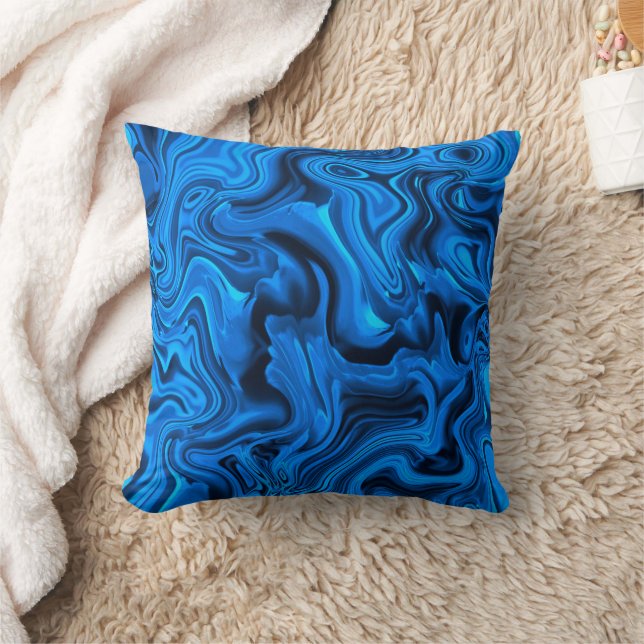Blue Modern Watercolor Art Cushion (Blanket)