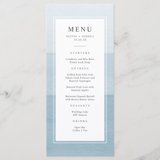 Blue Modern Wedding Menu (Front)