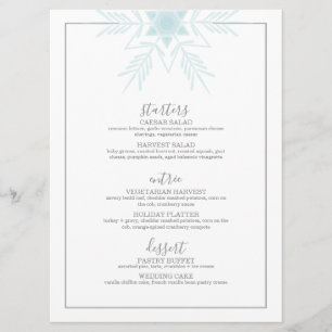 blue modern WINTER WONDERLAND wedding Menu