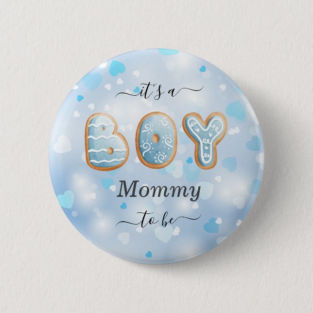 Blue Mommy to Be Boy Baby Shower Button (Front)