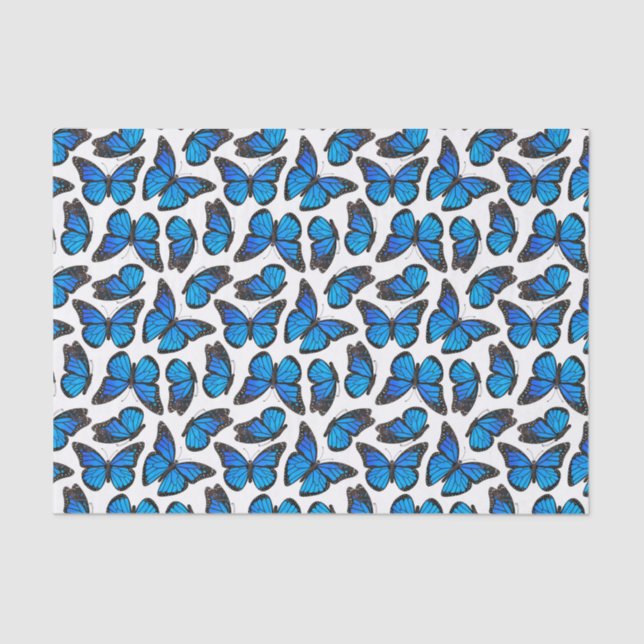 Blue Monarch Butterfly Pattern Tissue Paper (Front)