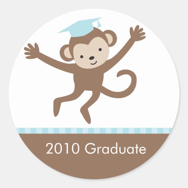 Blue Monkey Graduation Envelope Seals (Front)