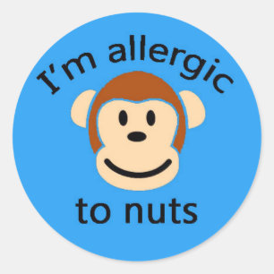 Blue monkey sticker allergy alert