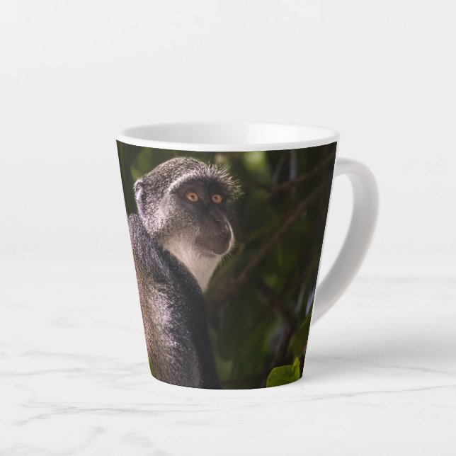 Blue monkey, Zanzibar Latte Mug (Right Angle)