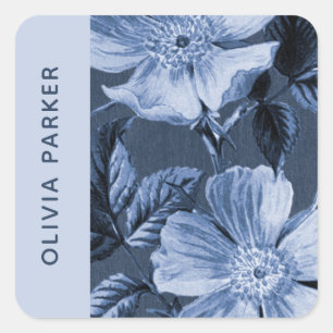 Blue Monochromatic Blooms Floral Envelope Seal
