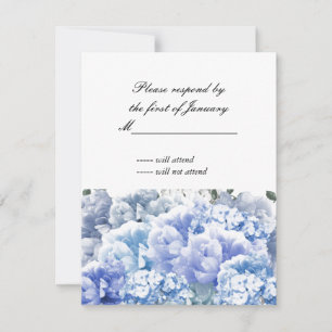 Blue Monochromatic Bouquet of Florals Reply Card