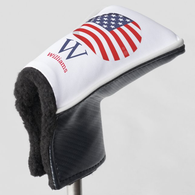  Blue Monogram  AMERICA Golf Head Cover (3/4 Front)