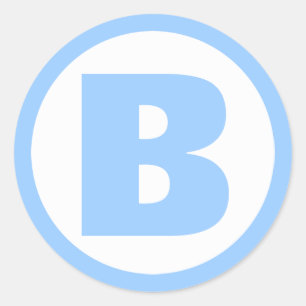 Blue monogram baby shower party favour stickers
