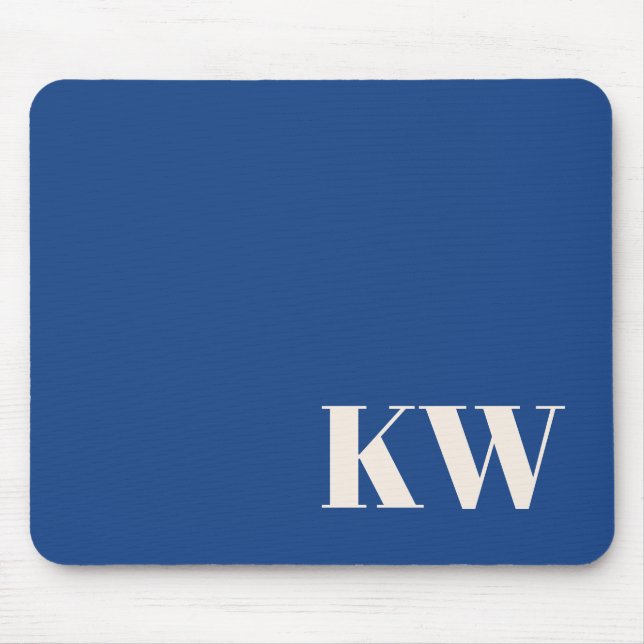 Blue Monogram Classic Office Desk Accessory Mouse Mat (Front)