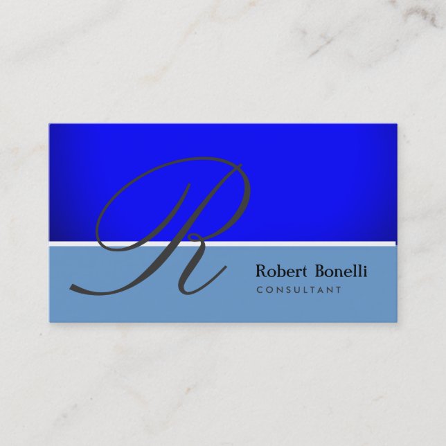 Blue Monogram Consultant Business Card (Front)