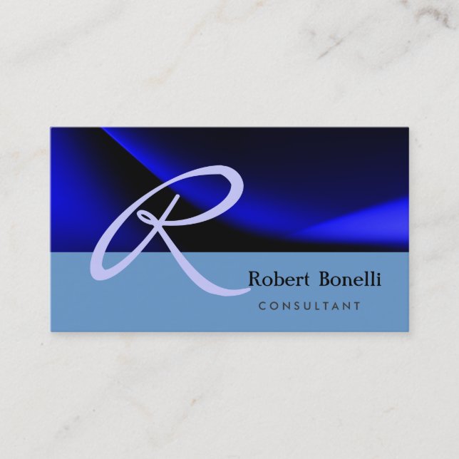 Blue Monogram Consultant Business Card (Front)