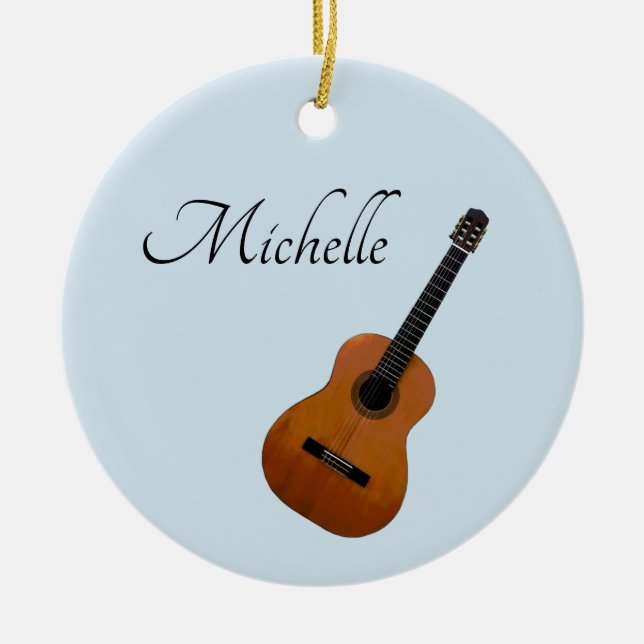 Blue Monogram Custom Guitar Ceramic Tree Decoration (Front)