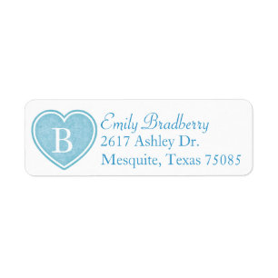 Blue Monogram Custom Return Address Label