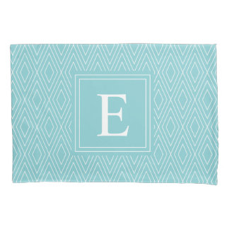 Blue Monogram Diamond Pattern Pillowcase