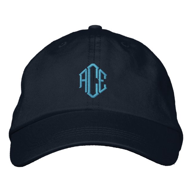 Blue Monogram Embroidered Hat (Front)