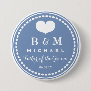 Blue Monogram - Father of the Groom Wedding Button