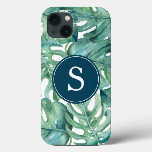 Blue Monogram Green Tropical Phone Case