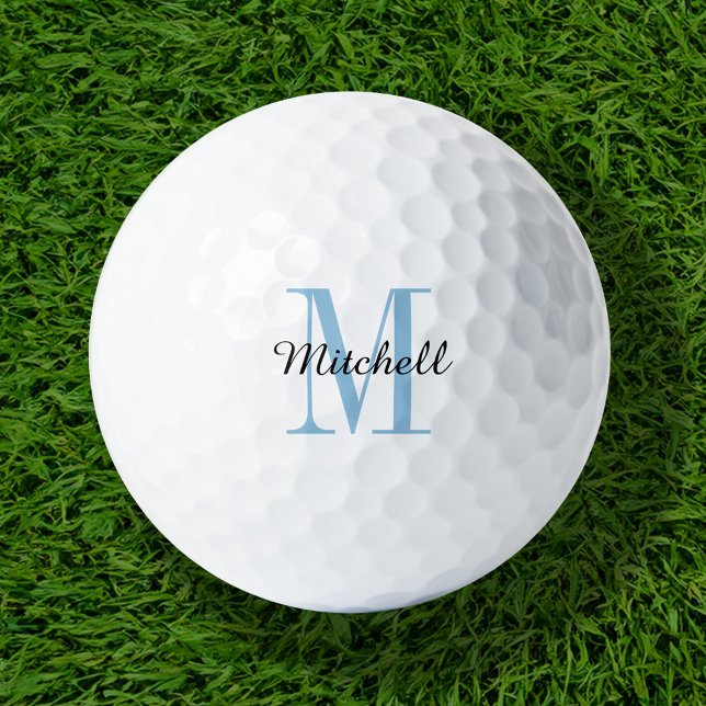 Blue Monogram Initial and Name Personalised Golf Balls (Creator Uploaded)