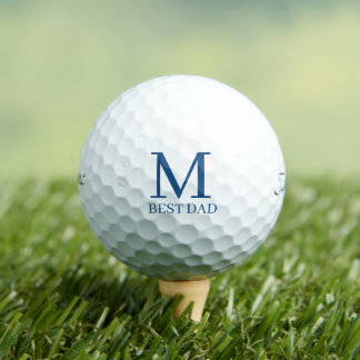 Blue Monogram Initial BEST DAD Golf Balls