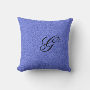 Blue monogram initial cushion