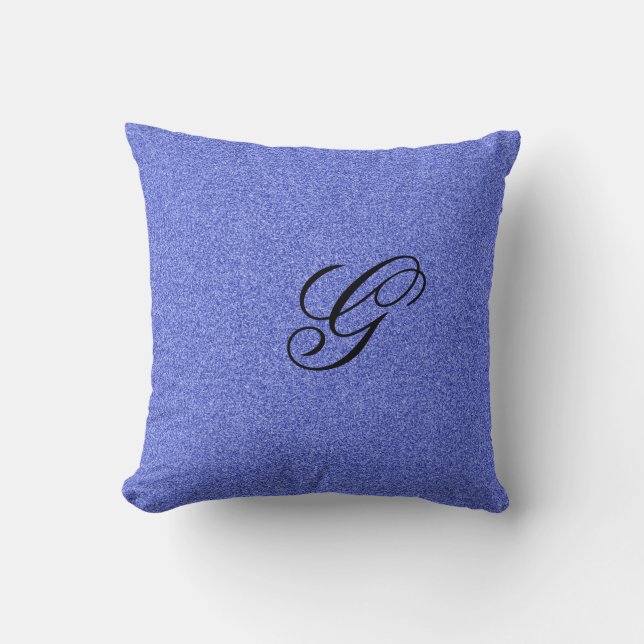Blue monogram initial cushion (Front)