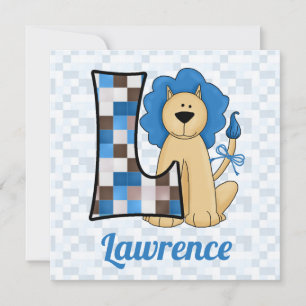 Blue Monogram L Kid's Birthday Party Invitation