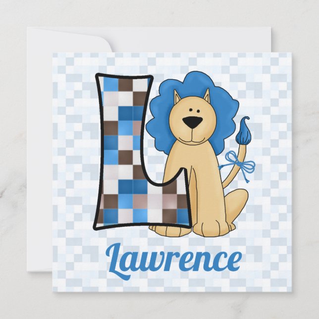 Blue Monogram L Kid's Birthday Party Invitation (Front)