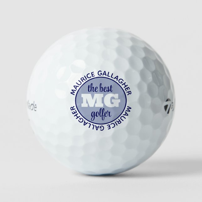 Blue Monogram | Monogrammed Best Golfer  Golf Balls (Front)