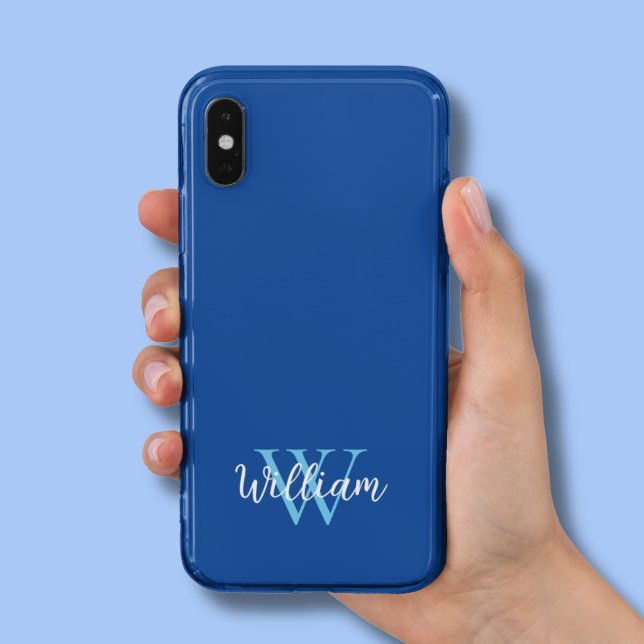 Blue Monogram Name Personalised (Blue monogram phone case perfect gifts for dad's)