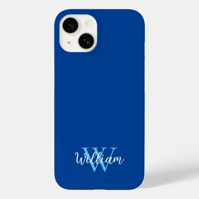 Blue Monogram Name Personalised Case-Mate iPhone Case (Back)