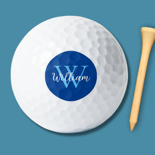 Blue Monogram Name Personalised Golf Balls