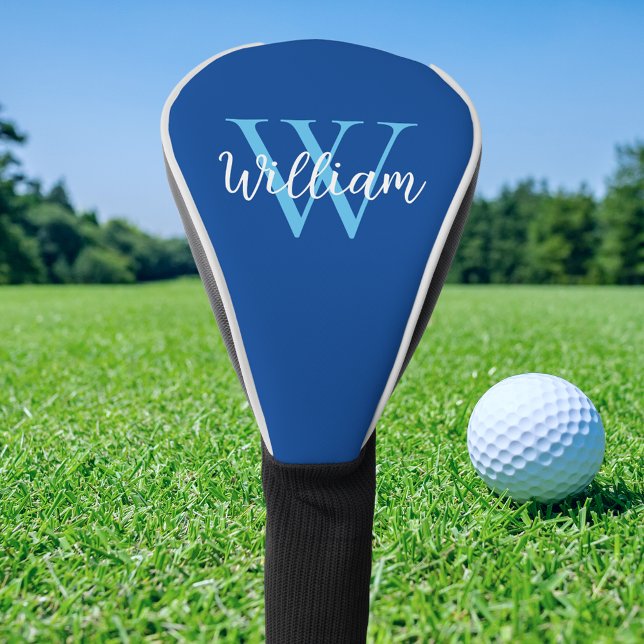 Blue Monogram Name Personalised Golf Head Cover (Creator Uploaded)