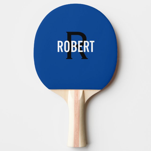 Blue monogram name ping pong paddle (Front)