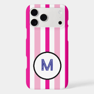 Blue Monogram Pink White Summer Stripes